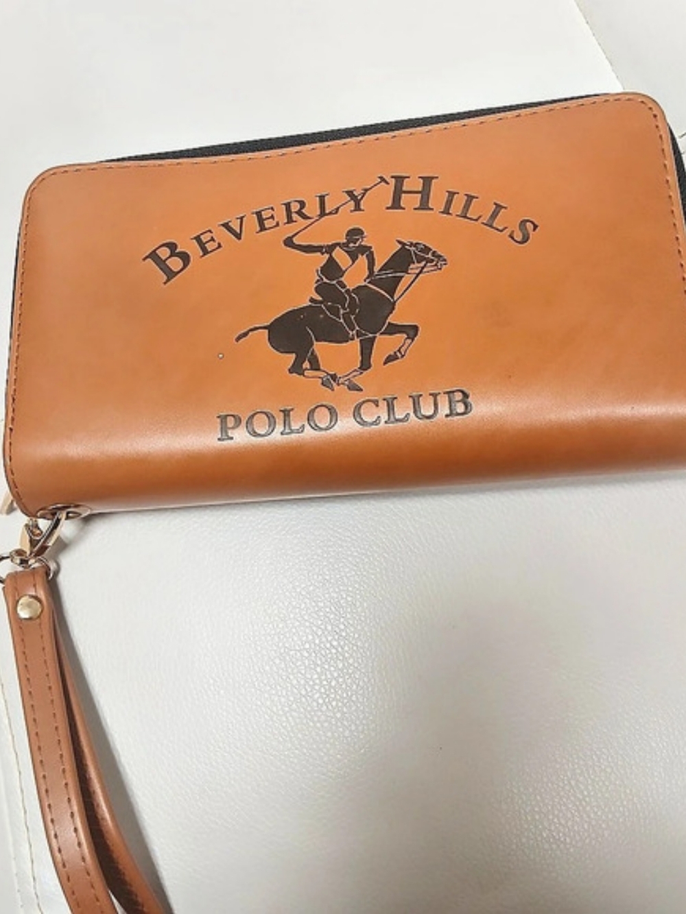 Beverly Hills Polo Club Brown Zip-Around Wristlet Wallet Like New